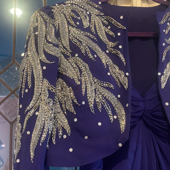 Beaded deep purple evening gown - Picture 2 of 6